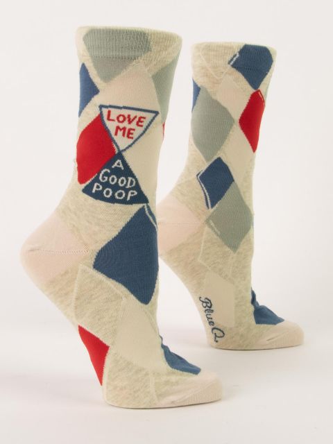 Image of Love Me A Good Poop W-Crew Socks BLUEQ